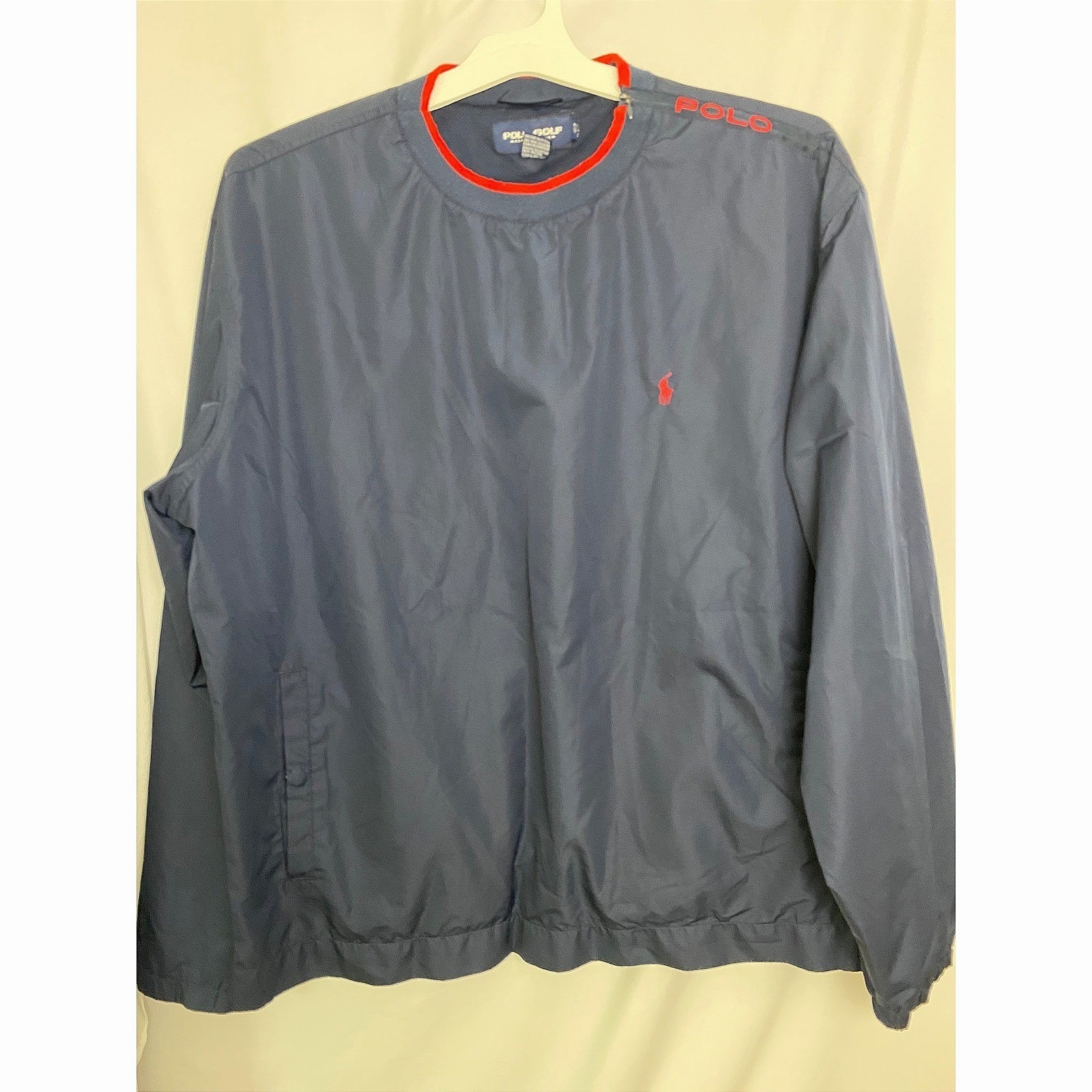 Polo Golf Ralph Lauren Windbreaker Mens Xl Navy Blue Shoulder Zip Prep